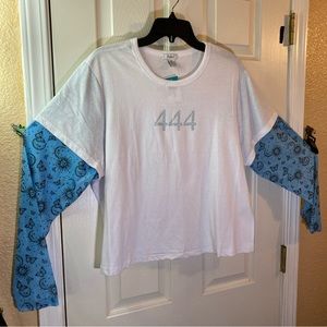 Rue 21 Women Plus 3X Top T-Shirt Sheer Sleeves Moon Sun Butterfly Tee Rhinestone